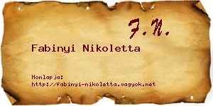 Fabinyi Nikoletta névjegykártya